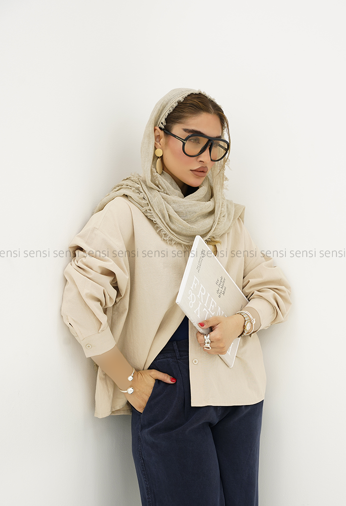 شومیز زنانه لینن پشت بند دارکد1006049